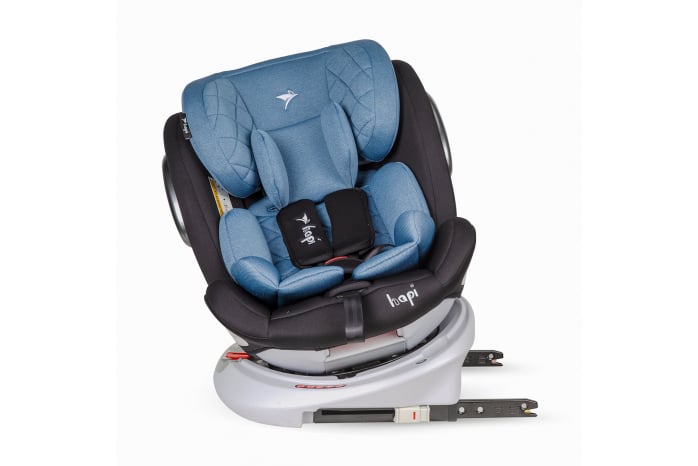 Scaun Auto Rotativ 360 Cu Isofix Si Centura Hapi Ozy Albastru/Gri